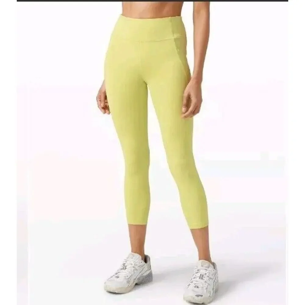 Lululemon‎ 2 Time To Sweat Leggings 23 Inch Lemon Yellow Luxtreme LW6AZHS